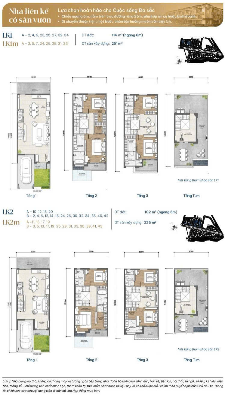 THIẾT KẾ CỦA NHÀ LIỀN KẾ CÓ SÂN VƯỜN GLADIA