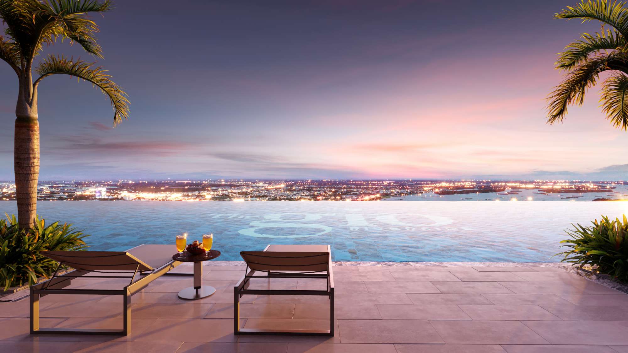 Hồ bơi vô cực Bình Minh (Sunrise Infinity Pool) nằm ở tầng 40 tháp Gió Đông